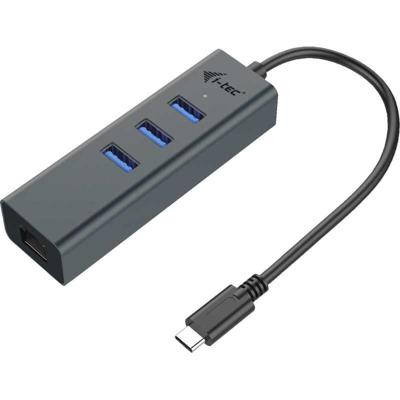 i-tec i-Tec USB-C Metal 3-Port - Hub - 3 x SuperSpeed USB 3.0 + 1 x 10/100/1000 Netwerkadapter 10 / 100 / 1000 MBit/s USB-C