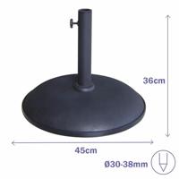 Marbueno Base Parasol Rond Cement 45x36 cm 20KG Zwart Tuin, Zwembad en Terras - thumbnail