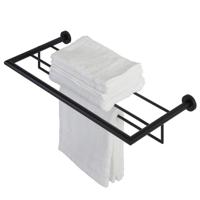 Geesa Nemox Handdoekrek met planchet 62.4cm Zwart 916552-06 - thumbnail