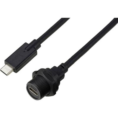 TRU COMPONENTS TC-E10T-FT3.1-PWF/MT3.1-NWA-0.5PV-S TC-13543600 USB-C 3.1 stekker naar bus IP67 (schroefdraad) kabel 0,5 m. Waterdichte kunststof kabel 1 stuk(s)