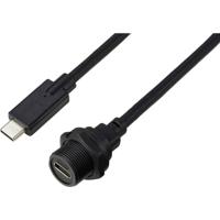TRU COMPONENTS TC-E10T-FT3.1-PWF/MT3.1-NWA-0.5PV-S TC-13543600 USB-C 3.1 stekker naar bus IP67 (schroefdraad) kabel 0,5 m. Waterdichte kunststof kabel 1 stuk(s) - thumbnail