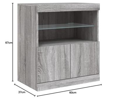Dressoir met LED-verlichting 60x37x67 cm grijs sonoma eiken Dressoir met LED-verlichting 60x37x67 cm grijs sonoma eiken
