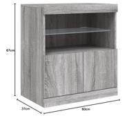 Dressoir met LED-verlichting 60x37x67 cm grijs sonoma eiken - thumbnail