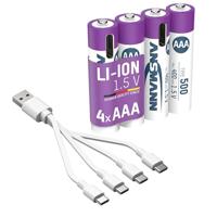 Ansmann LR03 USB-C Oplaadbare batterij (USB-C) Li-ion 500 mAh 1.5 V 4 stuk(s) - thumbnail