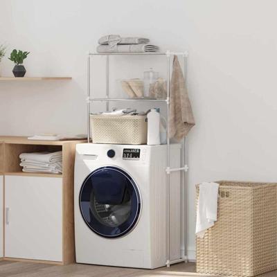 Wasmachineplank met plank Wit 63 x 27 x 136 cm Aluminium