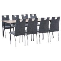 vidaXL 9-delige Eethoek kunstleer zwart - thumbnail