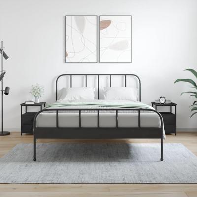 Nachtkastjes 2 st 34x35,5x50 cm bewerkt hout zwart