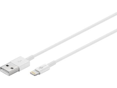 Goobay 54600 Lightning-kabel 1 m/Apple Lightning naar USB A oplaadkabel/high-speed 480 Mbits/oplaadkabel mobiele telefoon oplaadkabel iPad iPhone AirPods/wit / 1 m