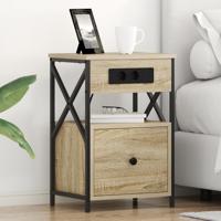 Nachtkastje 2 pcs Sonoma Eiken 40 x 31 x 60 cm Bewerkt hout - thumbnail