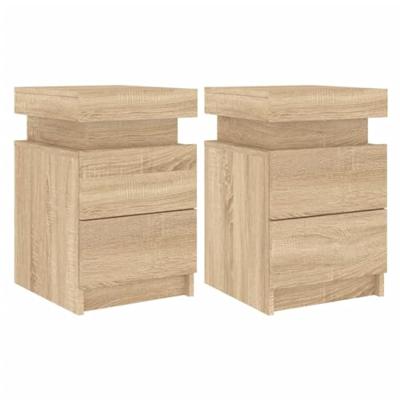 Nachtkastjes met LED-verlichting 2 st 35x39x55 cm sonoma eiken