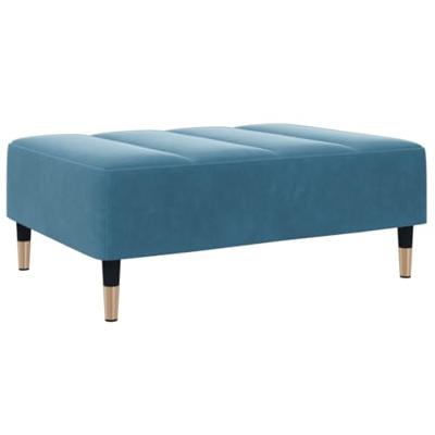 Slaapbank 2-zits met voetenbank fluweel blauw - thumbnail