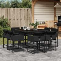 9-delige Tuinset poly rattan zwart - thumbnail