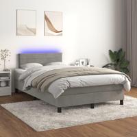 Boxspring met matras en LED fluweel lichtgrijs 120x200 cm - thumbnail