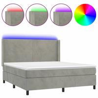Boxspring met matras en LED fluweel lichtgrijs 160x200 cm - thumbnail