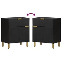 Nachtkastje 50x33x60 cm bewerkt hout zwart - thumbnail