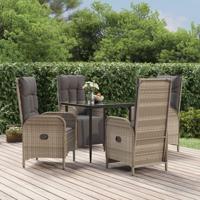 5-delige Tuinset met kussens poly rattan zwart en grijs - thumbnail