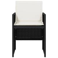 Tuinstoelen 4 st met kussens poly rattan zwart - thumbnail