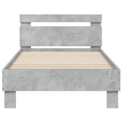 Bedframe met hoofdbord en LED-verlichting betongrijs 90x200 cm