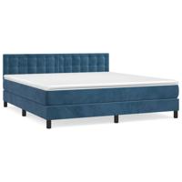 Boxspring met matras fluweel donkerblauw 160x200 cm - thumbnail