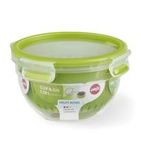 Emsa Clip & Go Fruit Bowl 1.1 l Kunststof Met deksel, Waterdicht, Vaatwasserbestendig Transparant, Groen 600577 - thumbnail