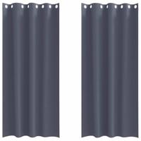VidaXL Zwart-out gordijnen met ringen 2 pcs antraciet 245 x 140 cm - thumbnail