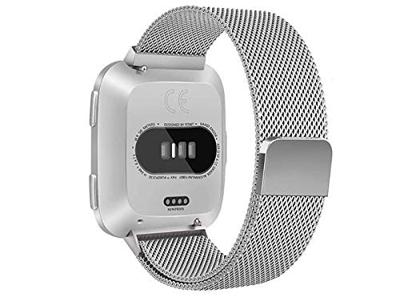 Fitbit Versa 1 / 2 & Lite milanese bandje - Maat: Large - Zilver - thumbnail