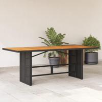 Tuintafel met acaciahouten blad 190x80x75 cm poly rattan zwart - thumbnail