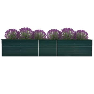 VidaXL Plantenbak verhoogd 400x80x77 cm gegalvaniseerd staal groen