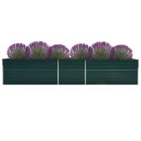 VidaXL Plantenbak verhoogd 400x80x77 cm gegalvaniseerd staal groen - thumbnail