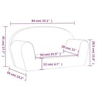 Kinderbank 2-zits zacht pluche lichtgrijs - thumbnail