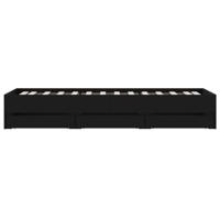 Bedframe met lades bewerkt hout zwart 90x190 cm - thumbnail
