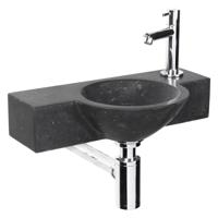 Differnz Teti fonteinset bombai black natuursteen kraan recht chroom 40 x 23 x 8 cm zwart - thumbnail