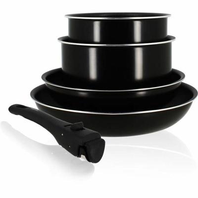 Kookgereiset - Inductie - MENASTYL - 6020437 - Antiaanbak aluminium - 5-delig - Afneembare handgreep - Zwart