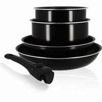 Kookgereiset - Inductie - MENASTYL - 6020437 - Antiaanbak aluminium - 5-delig - Afneembare handgreep - Zwart - thumbnail