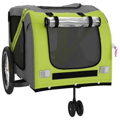Hondenfietstrailer oxford stof en ijzer groen en grijs - thumbnail