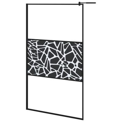 Inloopdouchewand met stenenmotief 115x195 cm ESG-glas zwart