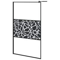 Inloopdouchewand met stenenmotief 115x195 cm ESG-glas zwart - thumbnail