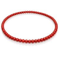 Rode houten kralen ketting 90cm - thumbnail