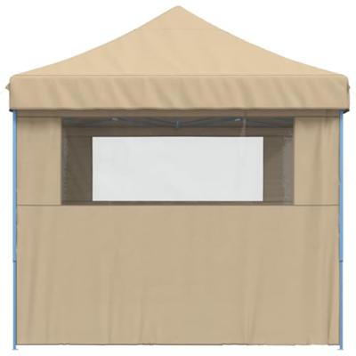 VidaXL Partytent inklapbaar pop-up met 3 zijwanden beige