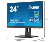 Iiyama ProLite XUB2463HSU-B1 LED-monitor Energielabel B (A - G) 59.9 cm (23.6 inch) 1920 x 1080 Pixel 16:9 3 ms HDMI, DisplayPort, Hoofdtelefoon (3.5 mm - thumbnail