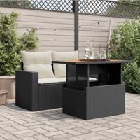 Tuintafel 100x55x73 cm poly rattan en acaciahout zwart - thumbnail