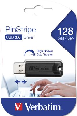 Verbatim Pin Stripe 3.0 USB-stick 128 GB Zwart 49319 USB-A 3.2 Gen 1