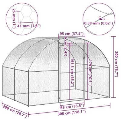 Kippenren 3x2x2 m gegalvaniseerd staal