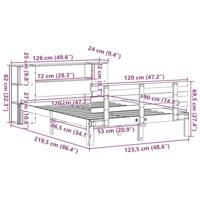 Bed met boekenkast zonder matras grenenhout wit 120x190 cm - thumbnail