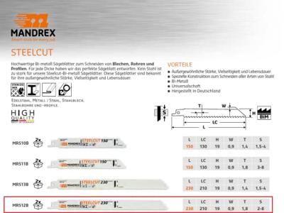 Mandrex Steelcut Reciprozaagblad 230mm grof (2 st.)