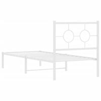 Bedframe met hoofdbord metaal wit 80x200 cm - thumbnail
