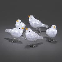 Verlicht kerstfiguur voor buiten - 5 vogels wit - 40 LEDs - Neutraal wit - Dimbaar - 12 cm hoog - Kerstverlichting - thumbnail