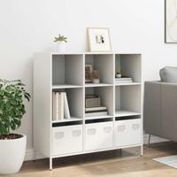 Hoge kast 101,5x39x103,5 cm staal wit - thumbnail