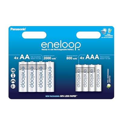 Oplaadbare batterijen PANASONIC ENELOOP 4x AA 2000 mAh + 4x AAA 800 mAh 8 szt (BK-3MCDE+4MCDE/8CP) - thumbnail
