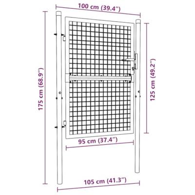 Gaaspoort 100x175 cm gegalvaniseerd staal grijs